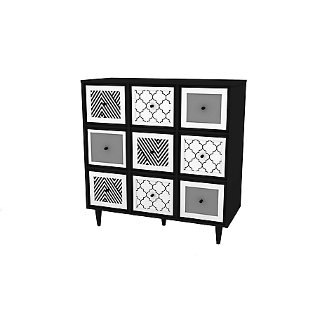 4D Concepts 3-Drawer Theo Cabinet with 6 Doors, Black