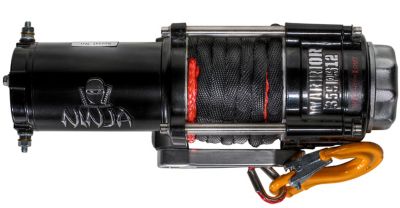 DK2 Warrior Ninja Electric Powered 3,500 lb. Winch with 46ft. ARMORTEK Synthetic Rope, 1/4 in. Cast Iron Clevis Hook