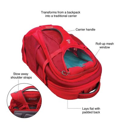 Image showing  G-Train Small Polyester Dog Carrier Backpack for Hiking, Camping or Travel, Red
