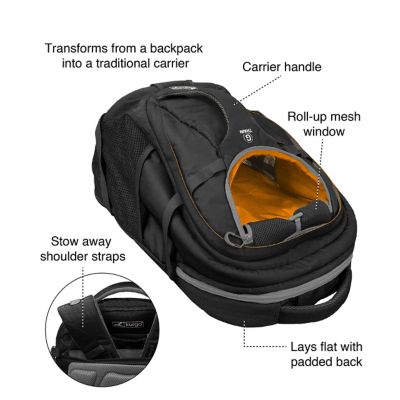 Image showing  G-Train Small Polyester Dog Carrier Backpack for Hiking, Camping or Travel, Black