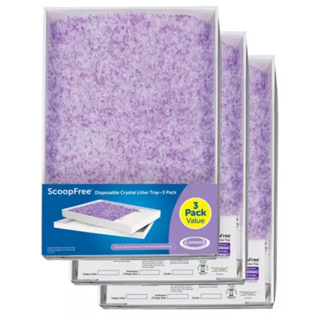 PetSafe ScoopFree Disposable Crystal Litter Boxes Lavender 3-Pack Self Cleaning Litter Box Refills