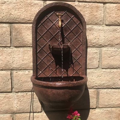 Image showing 5 th Sunnydaze Decor 27 in. H Electric Polystone Seaside Outdoor Wall-Mount Water Fountain, Bronze Finish, 132397002