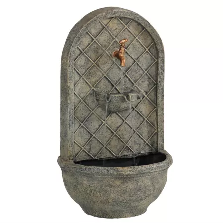 Sunnydaze Decor Messina 26 in French Limestone Solar Wall Water Fountain 132397FLS Fountains