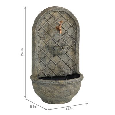 Image showing 2 th Sunnydaze Decor Messina Solar Wall Fountain - 26 in. H - Solar with Battery Backup Feature - Limestone, 132397FLSOD