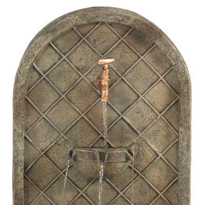 Image showing  26 in. H Electric Polystone Messina Outdoor Wall-Mount Water Fountain, Florentine Stone Finish, 132397FS