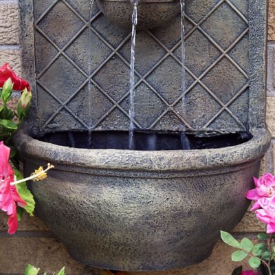 Image showing  26 in. H Electric Polystone Messina Outdoor Wall-Mount Water Fountain, Florentine Stone Finish, 132397FS