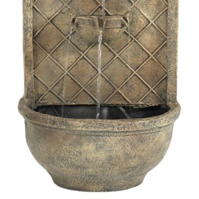 Image showing 5 th Sunnydaze Decor 26 in. H Electric Polystone Messina Outdoor Wall-Mount Water Fountain, Florentine Stone Finish, 132397FS
