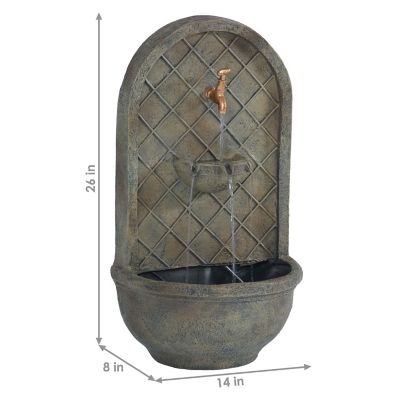 Image showing  26 in. Solar Messina Outdoor Wall-Mount Water Fountain with Battery Pack, Florentine Stone Finish, 132397FSSOD