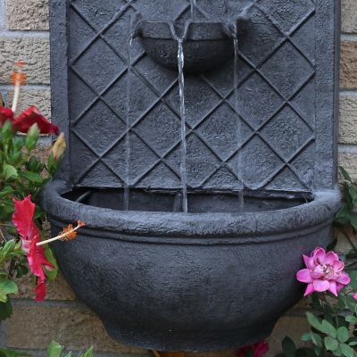 Image showing  26 in. H Electric Polystone Messina Outdoor Wall-Mount Water Fountain, Lead Finish, 132397L