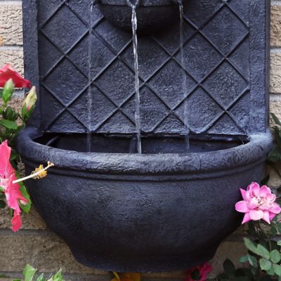 Image showing  26 in. H Solar Polystone Messina Outdoor Wall-Mount Water Fountain, Lead Finish, 132397LS