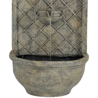 Image showing  26 in. H Electric Polystone Messina Outdoor Wall-Mount Water Fountain, French Limestone Finish, 13239FL
