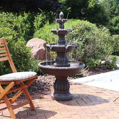 Image showing  49 in. H Electric Fiberglass and Resin 4-Tier Mediterranean Outdoor Water Fountain, 73644-FC