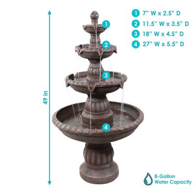 Image showing  49 in. H Electric Fiberglass and Resin 4-Tier Mediterranean Outdoor Water Fountain, 73644-FC