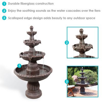 Image showing  49 in. H Electric Fiberglass and Resin 4-Tier Mediterranean Outdoor Water Fountain, 73644-FC