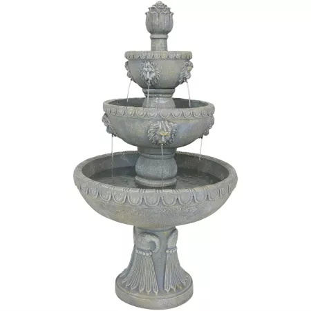 Sunnydaze Decor 53 in 4 Tier Lion Head Outdoor Water Fountain 73905-FC Fountains