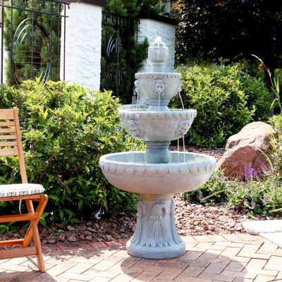 Image showing  53 in. 4-Tier Lion Head Outdoor Water Fountain