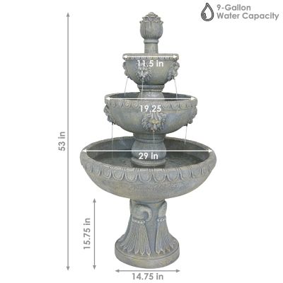 Image showing  53 in. 4-Tier Lion Head Outdoor Water Fountain