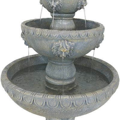 Image showing  53 in. 4-Tier Lion Head Outdoor Water Fountain