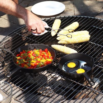 Image showing 6 th Sunnydaze Decor Indoor/Outdoor Heavy-Duty Pre-Seasoned Cast Iron Skillet Frying Pan Set - 6, 7, & 10 in. - Black - 3pc