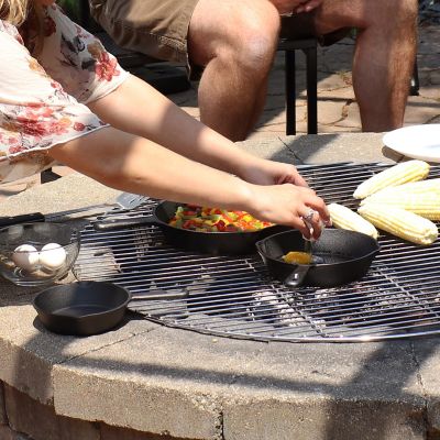 Image showing 7 th Sunnydaze Decor Indoor/Outdoor Heavy-Duty Pre-Seasoned Cast Iron Skillet Frying Pan Set - 6, 7, & 10 in. - Black - 3pc