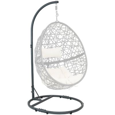 Sunnydaze Decor Durable Indoor/Outdoor Powder-Coated Steel Egg Chair Stand with Extra-Wide Round Base - 76 in. H - Black