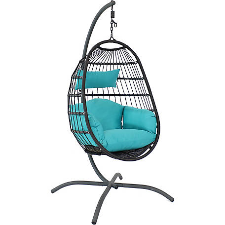 Sunnydaze Decor Penelope Hanging Egg Chair with Seat Cushions and 