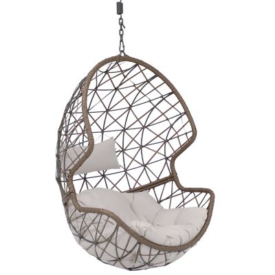 Sunnydaze Decor Danielle Hanging Egg Chair with Cushion, Gray, 265 lb. Capacity