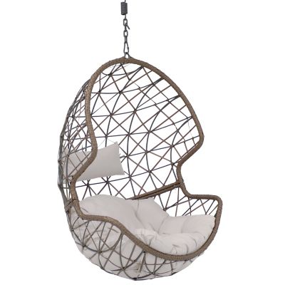 Sunnydaze Decor Danielle Outdoor Hanging Egg Chair with Cushion - Gray