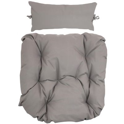 Sunnydaze Decor Outdoor Replacement Danielle Hanging Egg Chair Cushion and Headrest Pillow Set - Gray - 2pc