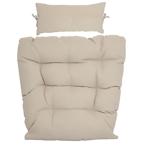 Sunnydaze Decor Replacement Caroline Egg Chair Cushion and Headrest Pillow Set - Beige