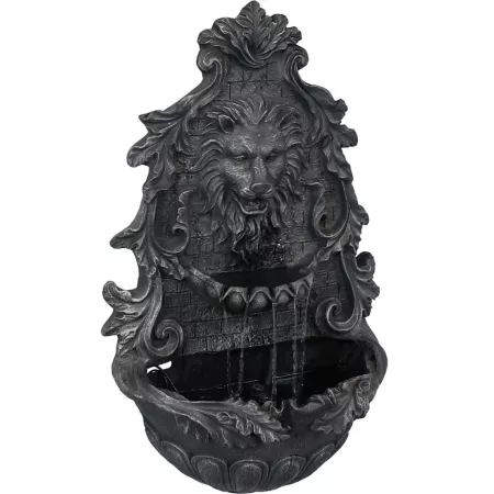 Sunnydaze Decor Stoic Courage Lion Head Solar Powered Polyresin Outdoor Wall Fountain AMP-673 Fountains