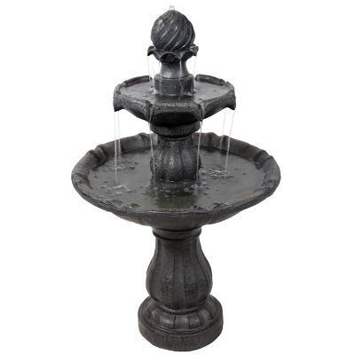 Sunnydaze Decor Solar Outdoor Fountain with Battery Backup, AMP-F802 BLK