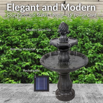 Image showing 7 th Sunnydaze Decor 35 in. Outdoor Solar Fountain with Battery Backup