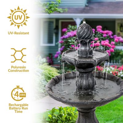 Image showing 8 th Sunnydaze Decor 35 in. Outdoor Solar Fountain with Battery Backup