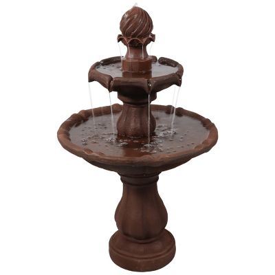 Sunnydaze Decor Outdoor 2-Tier Solar Water Fountain, Battery Backup & Submersible Pump, 35 in., Rust Finish, AMP-F802 RUST