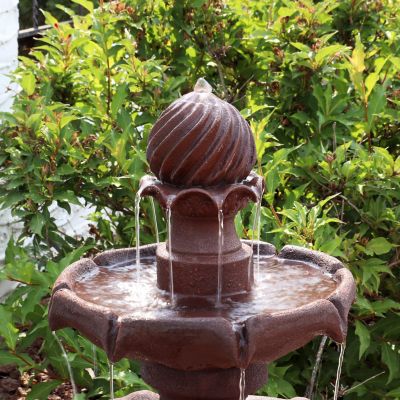 Image showing 7 th Sunnydaze Decor 35 in. 2-Tier Outdoor Solar Water Fountain, Battery Backup & Submersible Pump, Rust Finish