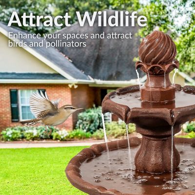 Image showing 8 th Sunnydaze Decor 35 in. 2-Tier Outdoor Solar Water Fountain, Battery Backup & Submersible Pump, Rust Finish