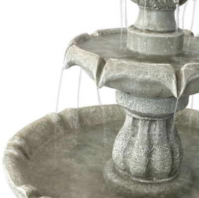 Image showing  35 in. 2-Tier Outdoor Solar-Powered Water Fountain, White