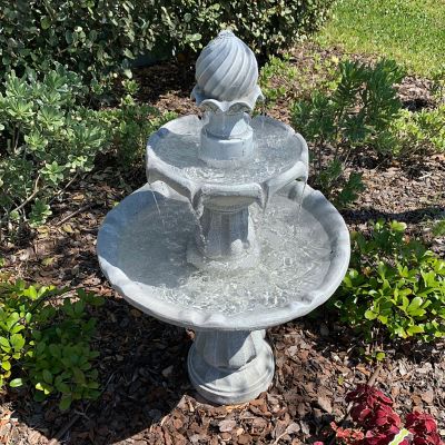 Image showing 5 th Sunnydaze Decor 35 in. 2-Tier Outdoor Solar-Powered Water Fountain, White
