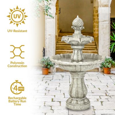 Image showing 6 th Sunnydaze Decor 35 in. 2-Tier Outdoor Solar-Powered Water Fountain, White