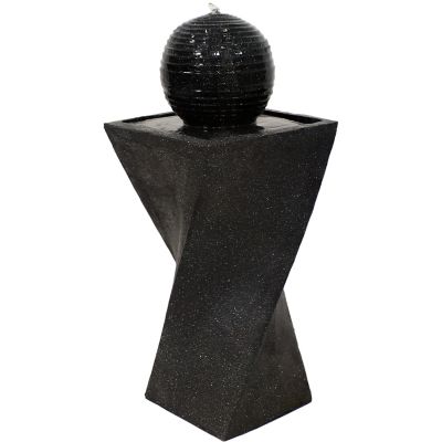 Sunnydaze Decor 32 in. Outdoor Ball Solar Fountain with Battery Backup and LED Light