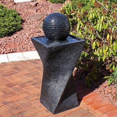 Image showing  32 in. Outdoor Ball Solar Fountain with Battery Backup and LED Light