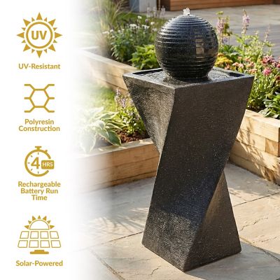 Image showing  32 in. Outdoor Ball Solar Fountain with Battery Backup and LED Light