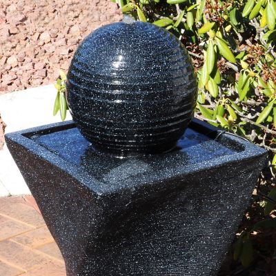 Image showing 6 th Sunnydaze Decor 32 in. Outdoor Ball Solar Fountain with Battery Backup and LED Light