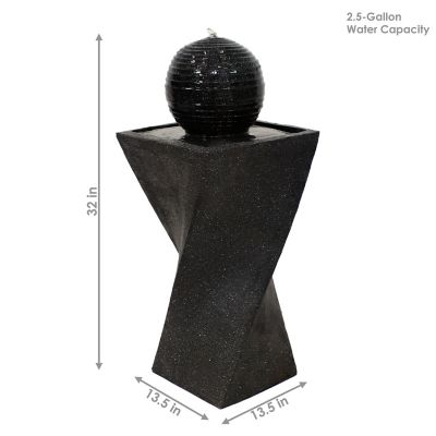 Image showing 8 th Sunnydaze Decor 32 in. Outdoor Ball Solar Fountain with Battery Backup and LED Light