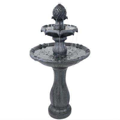 Sunnydaze Decor Pineapple Solar Water Fountain with Battery Backup, Black