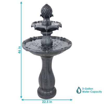 Image showing  46 in. 2-Tier Outdoor Pineapple Solar Water Fountain with Battery Backup, Black