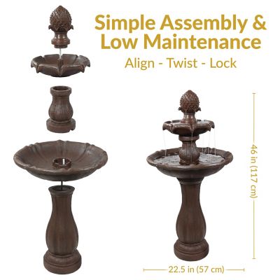 Image showing  46 in. 2-Tier Outdoor Pineapple Solar Water Fountain, Battery Backup, Submersible Pump, Rust Finish