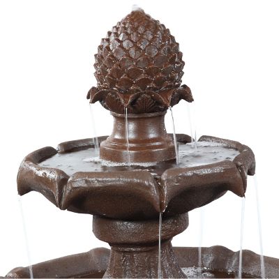 Image showing 8 th Sunnydaze Decor 46 in. 2-Tier Outdoor Pineapple Solar Water Fountain, Battery Backup, Submersible Pump, Rust Finish