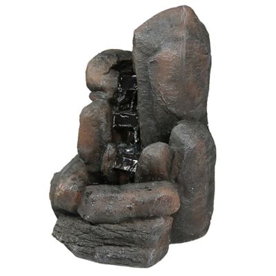 Sunnydaze Decor Rock Falls Solar Outdoor Water Fountain with Battery Backup, AMP-F981